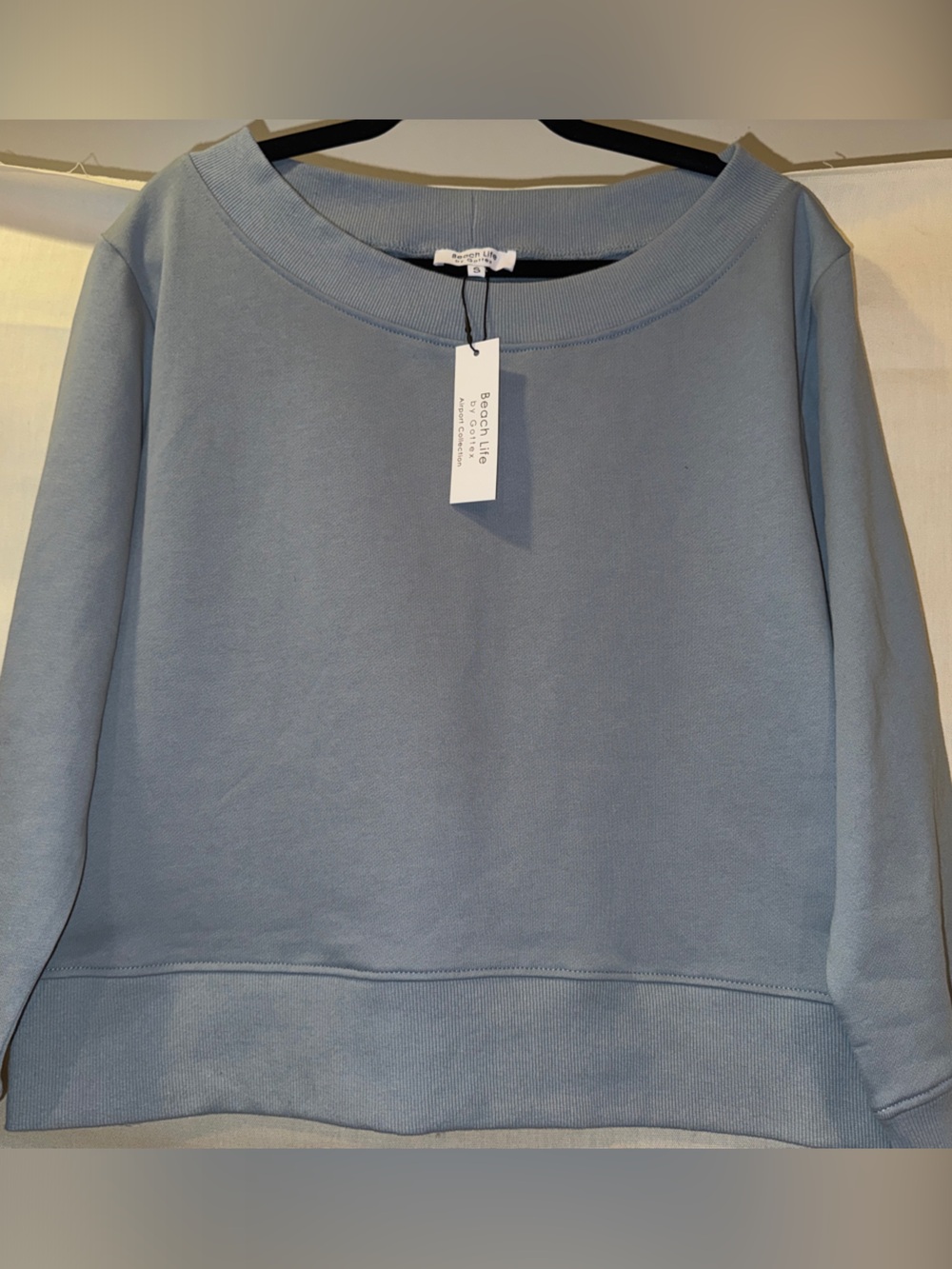 Beach Life by Gottex Dusty Blue Women's Pullover Crewneck Sweatshirt NEW